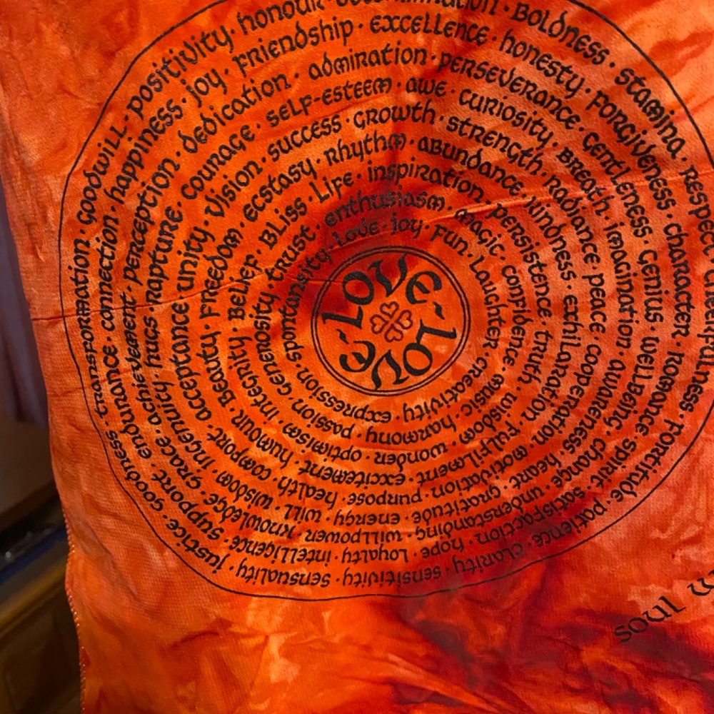 Silk tie dyed “Love” scarf. Handmade/handprinted - Picture 11 of 12